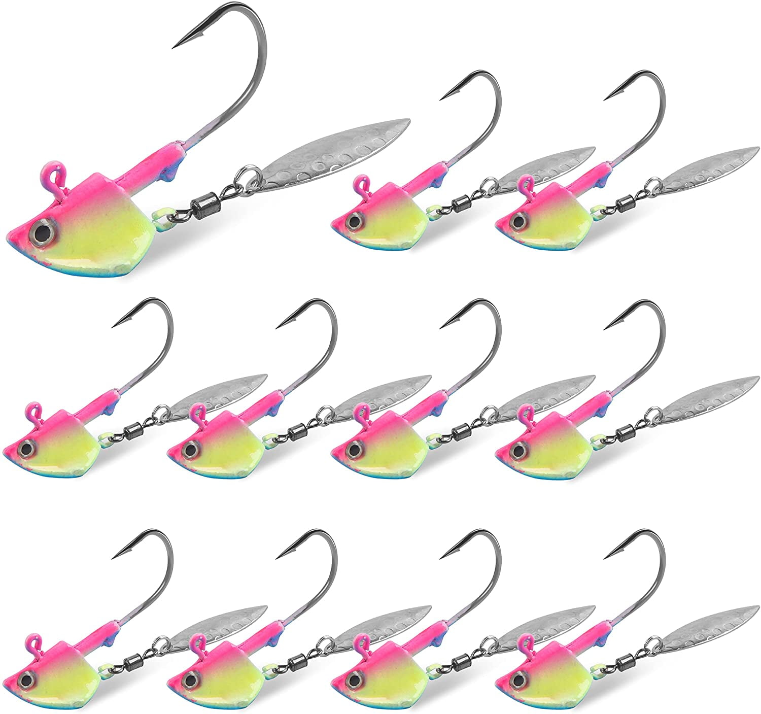 Jig Heads Kit Fishing Jig Head Hooks with Willow Blade Swimbait Jig