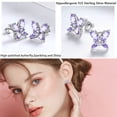 thumbnail image 3 of Juwaliy June Birthstone Earrings Alexandrite Butterfly Earrings Purple 925 Sterling Silver Women Jewelry Wife Valentines Mother's Day Gift for Grandma, 3 of 8