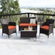 thumbnail image 5 of Costway Conjunto de Muebles al Aire Libre de 4 Piezas de Ratán PE con Cojines para Patio Marrón Mezclado Anaranjado, 5 of 5