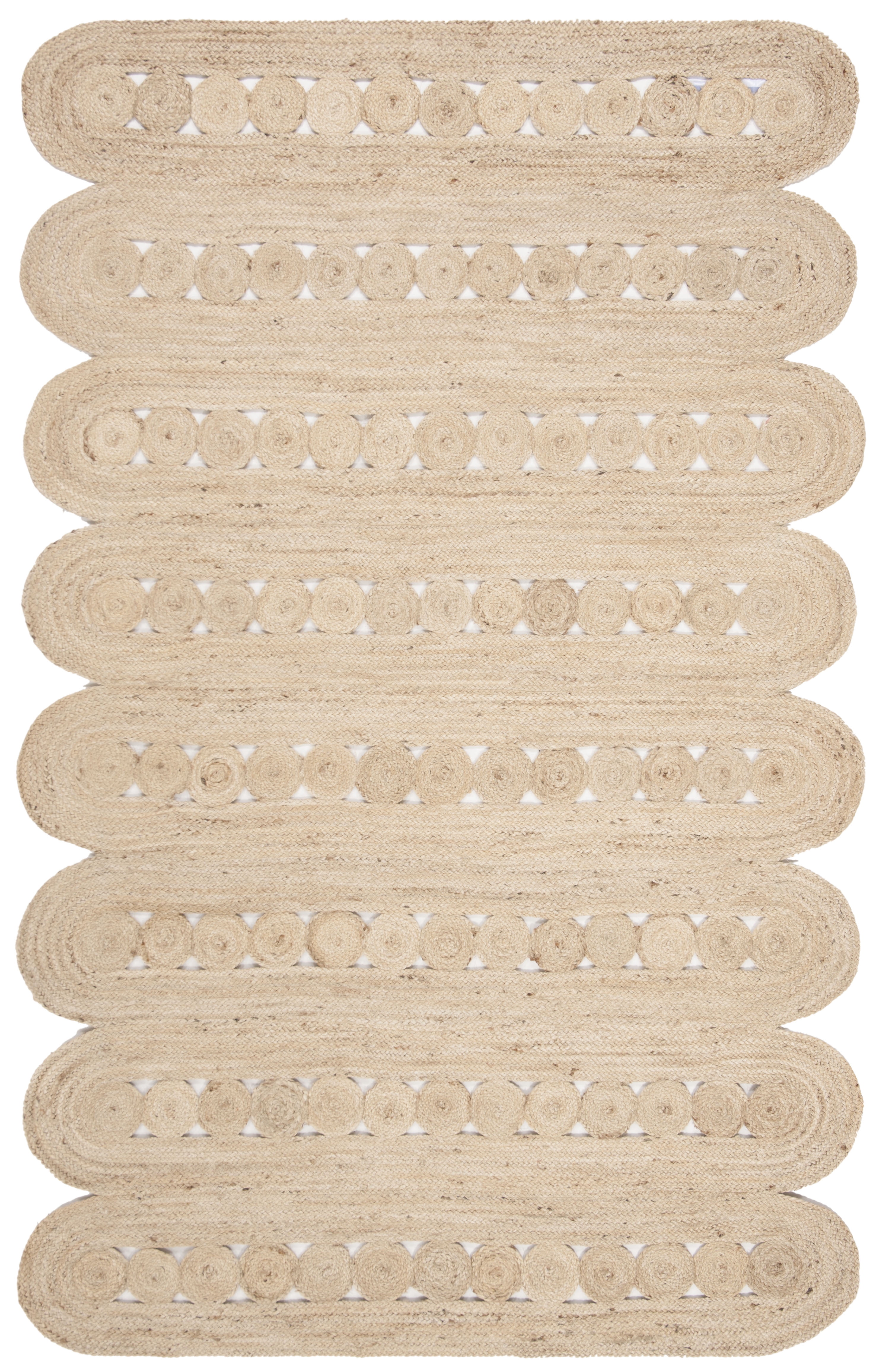 SAFAVIEH Natural Fiber Kaelee Braided Geometric Jute Area Rug, Ivory, 6' x 9'