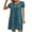 Blue, variant on Antinious Women Fashion Short Sleeve Round Neck Solid Versatile Stylish Midi Dress