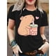 thumbnail image 1 of Black T-shirt for Women's clothing Drinkthemed Graphic Printed T shirt high quality Casual short sleeves round neck comfortable classic fit Giftsuitable for daily wear 220g, 1 of 6