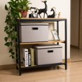 thumbnail image 4 of Large Foldable Storage Bin with Lid [1-Pack] Linen Fabric Decorative Storage Box Organizer Container Basket Cube with Handles Divider for Closet Office Living Room Light Grey(17.7x11.8x11.8), 4 of 7