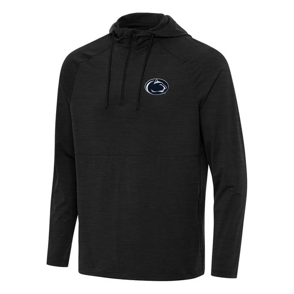 Men's Antigua Heather Black Penn State Nittany Lions Spikes Quarter-Zip Hoodie