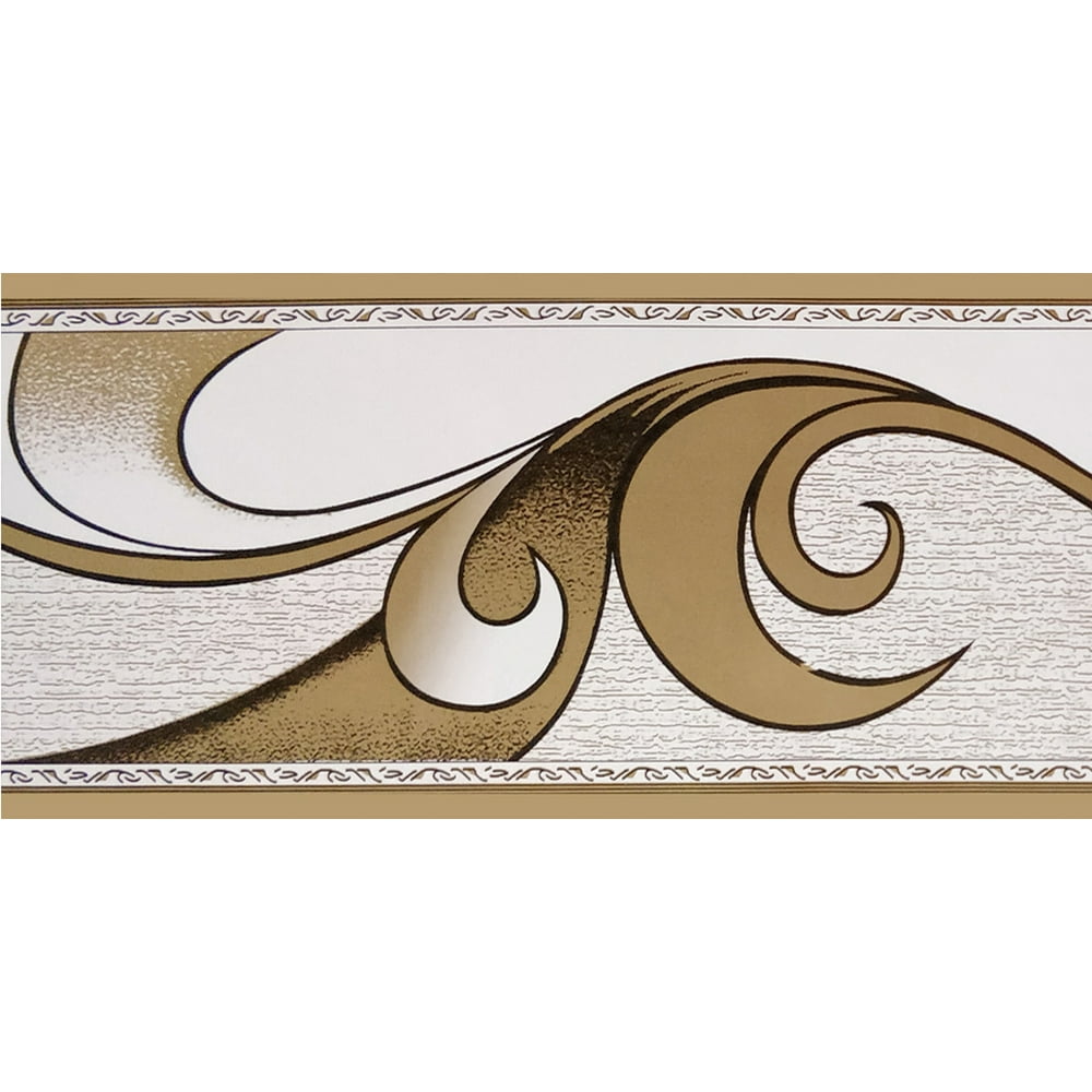 Peel and Stick Abstract Brown Scrolls Wallpaper Border Retro Design
