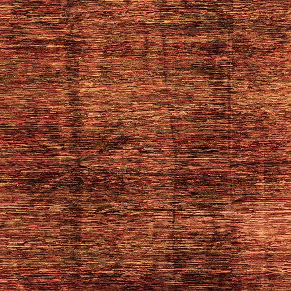 Ahgly Company Machine Washable Indoor Square Abstract Orange Modern Area Rugs, 8' Square