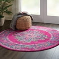 thumbnail image 3 of 4â€™ Round Fuchsia and Blue Distressed Area Rug, 3 of 7
