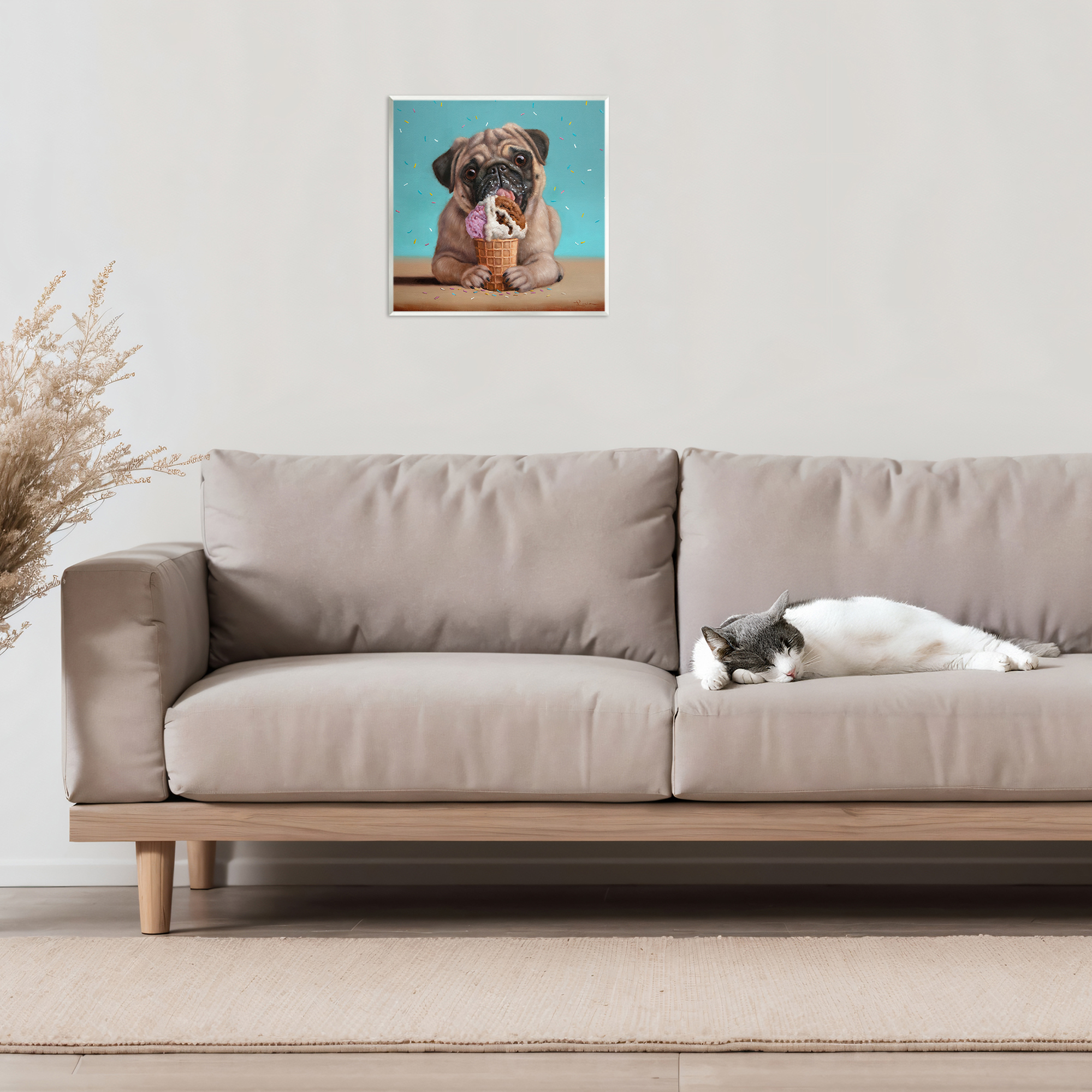 Neapawlitan Ice Cream & Dog Wall Plaque Art, design by Lucia Heffernan