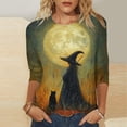 thumbnail image 2 of AGWOLF Halloween Shirts for Women Plus Size Witches Gather T-Shirt Fall Casual Holiday Tee Witch Graphic Short Sleeve Vintage Salem Top Brown XXXL, 2 of 6