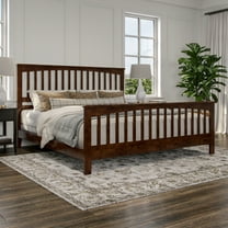 Brooklyn King Wood Foundation Bed with Matching Footboard in Walnut