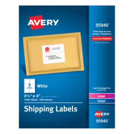 Avery-Dennison Ave95940 3.33 X 4 In. Shipping Label, White, Box Of 1500 ...