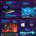 thumbnail image 5 of LENOVO LOQ 15IRX10 RTX 5050 AI Gaming Laptop, 15.6 FHD 144Hz, Intel i5-13450HX, NVIDIA RTX 5050, 64GB DDR5, 2TB, W11H, backlit keyboard,Grey, 5 of 6