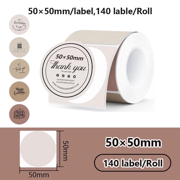 2" x 2" (50mm x 50mm) Direct Thermal Labels - 1 Roll, 150 Stickers/Roll, BPA/BPS Free - Compatible with Phomemo, Munbyn, Rollo, Xprinter - for Barcode, Price Tags, Shipping, Logo Design