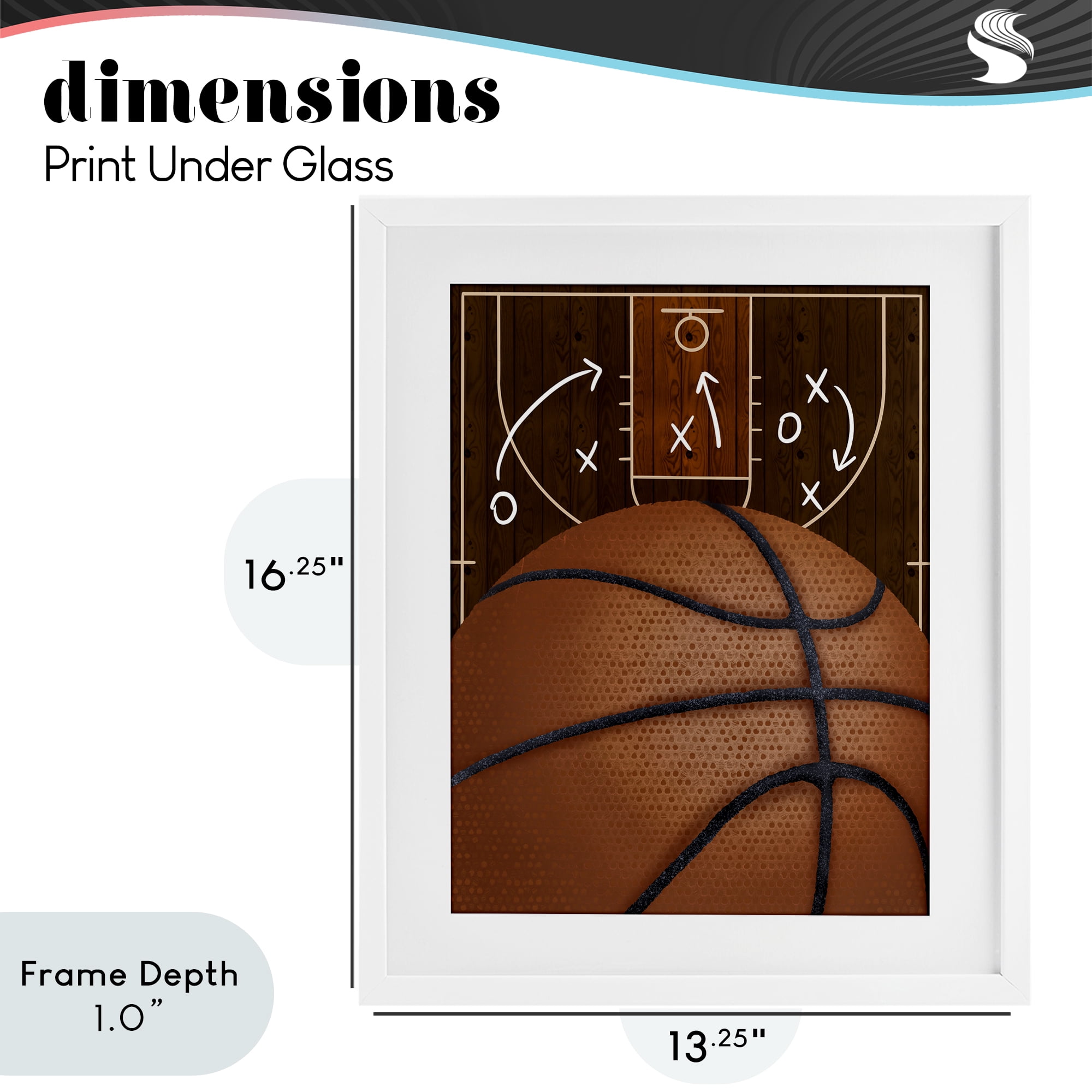 Stupell Industries Basketball Court Tactics White Framed Print Under Glass, design by Jennifer Stith
