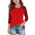 thumbnail image 2 of ZACPNCV Girls 3/4 Sleeve Striped T-Shirts Boys Colorblock Casual Loose Basic Crew Neck Summer Tops for Kids Red 7-8 Years, 2 of 8