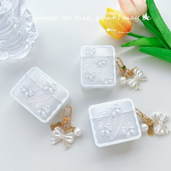 For Apple Airpods 3rd/Pro/2nd Gen Cover Cute 3D Bow Pendant Earphone Protective Case Shell