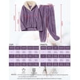 thumbnail image 2 of Women' s Fluffy Pajamas Set Fleece Pullover Pants Loose Plush Sleepwear,Purple,Large, 2 of 7