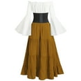 thumbnail image 3 of Hvyesh Renaissance Dress for Women Medieval Costume Victorian Gothic Pirate Peasant Dress Bell Sleeve Witch Irish Fairy Dresses, 3 of 5