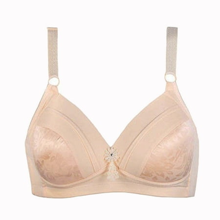 Womens Plus Size Bras Padded Bra Feature V-Neck Nursing Bra Style W-757 Beige L