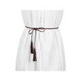 thumbnail image 6 of INSPIRE CHICWomens Tassels Braided Waist Belt Self Tie Woven Skinny Belts for Dress 132cm/52" Black & Coffee, 6 of 7