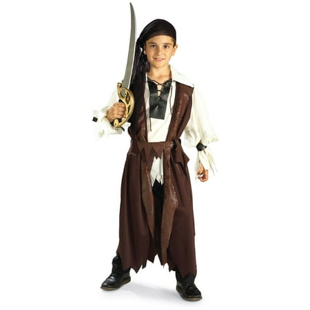 Child Boy's Caribbean Pirate Buccaneer Costume Size Large 12-14