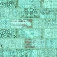 thumbnail image 1 of Ahgly Company Machine Washable Indoor Square Patchwork Turquoise Blue Transitional Area Rugs, 5' Square, 1 of 4
