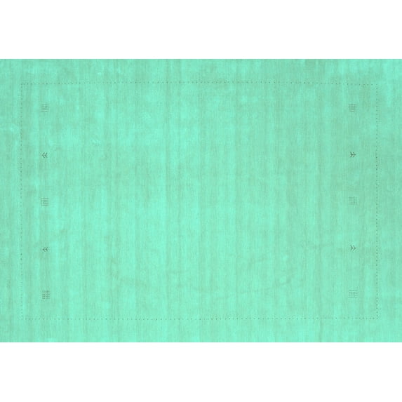 Ahgly Company Machine Washable Indoor Rectangle Solid Turquoise Blue Modern Area Rugs, 8' x 10'