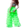 thumbnail image 4 of Women High Waist Trim Tulle Mesh Wide Leg Trousers Y2K Casual Solid Chiffon Multi Layer Ruffle Yarn Pants, 4 of 4