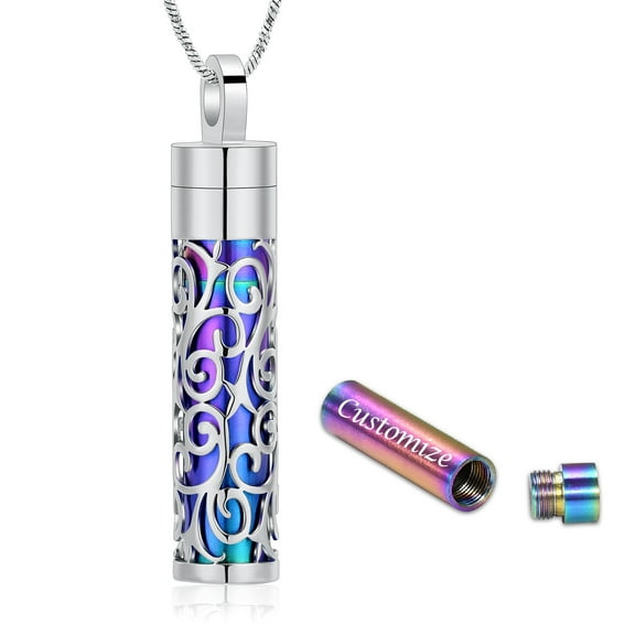 Cylinder Small Urn Cremation Jewelry for Ashes Holder Urn Necklace Lockets for Human Pet Ashes of Loved One Pendent for Ashes and Chain