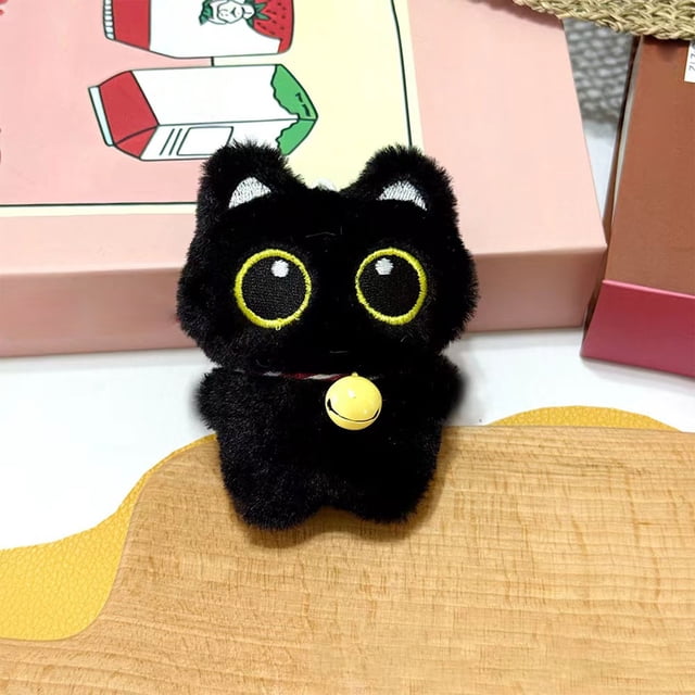 Llavero colgante de muñeco de peluche blanco de ojos grandes y chirriantes | Adorable llavero de peluche de terciopelo suave con sonrisa bordada