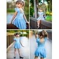 thumbnail image 6 of Oudiya Girls Shiny Ruffle Sleeve Ballet Leotard with Skirt Criss Cross Back Dance Outfit for Ballerina Kids 3-11Y, 6 of 8
