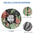 thumbnail image 3 of Shower Caps,Red Mushroom Leaf Black Pattern Waterproof Shower Cap for Women 4 Pieces,Double Reusable Hair Cover for Shower PEVA Elastic Stretch Hem, 3 of 7