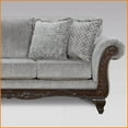 thumbnail image 5 of Hernen Gray Chenille Sofa with Carved Wood Frame – 4 Fringe Pillows, Rolled Arms for Living Room | Gray | Rolled Arms | Wood+Fabric, 5 of 5