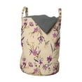 thumbnail image 1 of Floral Laundry Bag, Delicate Exotic Oriental Flowers Blooming on Tree Branches Print, Hamper Basket with Handles Drawstring Closure for Laundromats, 13" x 19", Dark Magenta Pale Peach, by Ambesonne, 1 of 4