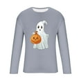 thumbnail image 5 of Zylanna Men's Long Sleeve T-Shirts, Activewear Halloween Print Loose Crew Neck Casual Tops for Men Gray, 5 of 5