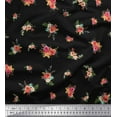 thumbnail image 1 of Soimoi Black Poly Georgette Fabric Leaves & Peony Floral Fabric Prints By Yard 42 Inch Wide, 1 of 3