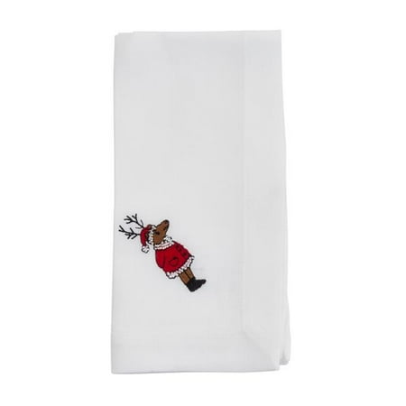 

Saro Lifestyle YP172.W20S 20 in. Embroidered Reindeer Table Napkins White - Set of 4
