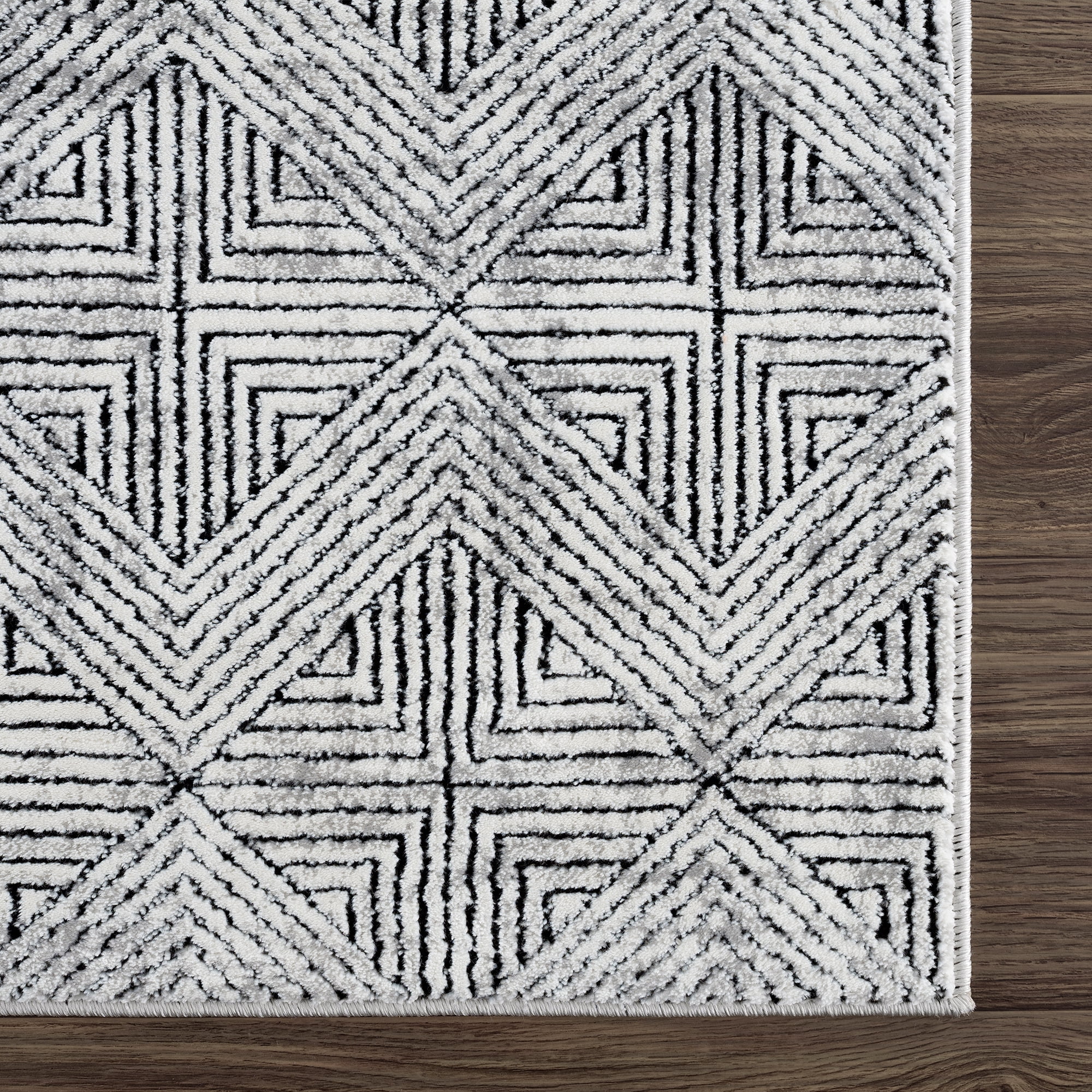 United Weavers Amir Azora Modern Geometric Area Rug, Black, 12'6" x 15