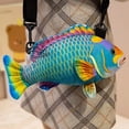 thumbnail image 5 of 30CM Simulated Fish Plush Crossbody Bag 3D Crucian Carp Parrotfish Stuffed Fish Coin Purse Shoulder Bag, 5 of 7