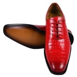 LIBERTYZENO Men's Genuine Leather Semi Brogue Oxford Dress Shoes - Lace Up Formal Shoes