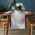 thumbnail image 2 of Purple White Table Runner - 120 Inch Long, Kitchen Dining Table Runner Dresser Scarves, Abstract Grey Chrysanthemum Flower Floral Farmhouse Decor for Coffee Tables Wedding Party Banquet, 2 of 8