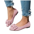thumbnail image 5 of YLYL Women's Suede Bow Pointed Toe Flat Shoes Slip on Soft Comfy Casual Dress Ballet Flats, 5 of 6