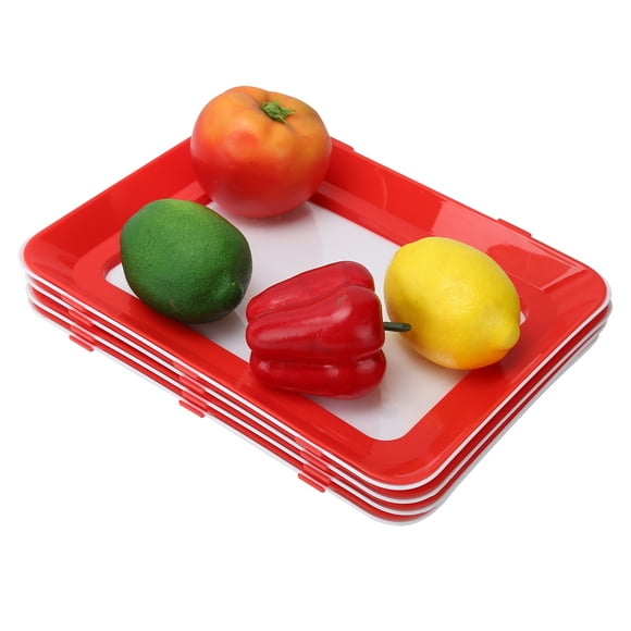 4PCS Food Preservation Trays, Stackable Reusable Tray Food Storage For Vegetable Fruit Meat Kitchen, Office