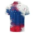 thumbnail image 5 of Fnnxeal Mens Patriotic Red White Blue Gradient Polo Shirt Short Sleeve Stars Print Nylon Spandex Performance Moisture Wicking Slim Fit,Size 2XL, 5 of 5