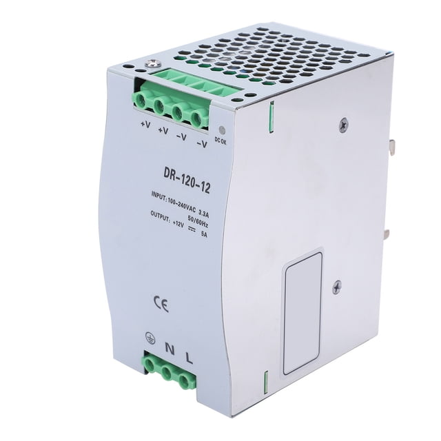 BERM Alimentation à Commutation DinRail 12V5A Adaptateur 120W Tension d'Entrée DR12012 100240VAC