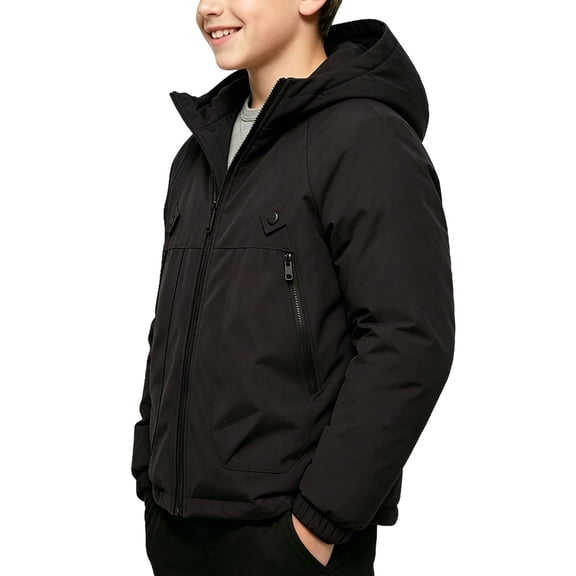 Cethrio Boys Winter Coats , Waterproof Warm Outdoor Windproof Windbreaker with Pockets Black Size 5-6 T