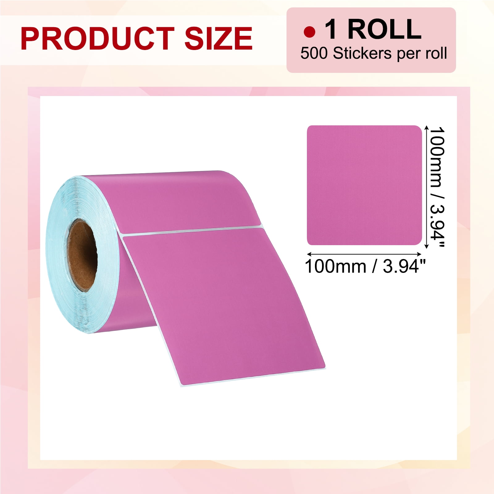 Uxcell 500Pcs Thermal Labels 3.94x3.94" Thermal Printer Labels Stickers Self Adhesive Tags Rectangle Paper Roll Small for Printer Shipping Label Mailing UPS Barcode Address Purple