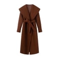 thumbnail image 2 of IUYRTFE Women's Long Wool Blend Coat with Shawl Collar and Self Tie Belt Slim Fit Wrap Winter Overcoat, 2 of 8