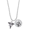 thumbnail image 1 of Delight Jewelry Silvertone Caduceus - DNP Silvertone Script Initial Disc - B - Charm Necklace, 20"+3", 1 of 4