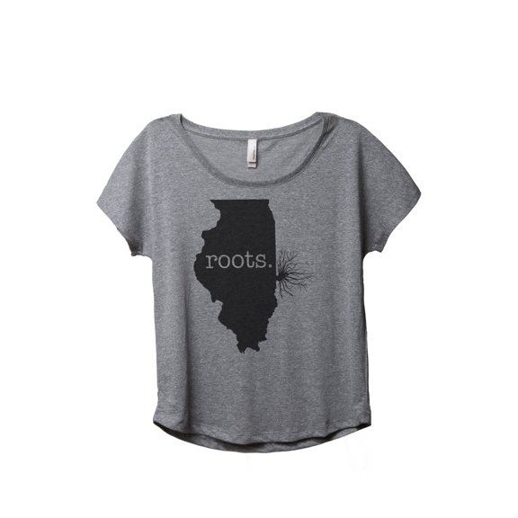 Thread Tank Home Roots State Illinois IL Women's Relaxed Slouchy Dolman T-Shirt Tee Heather Grey Small